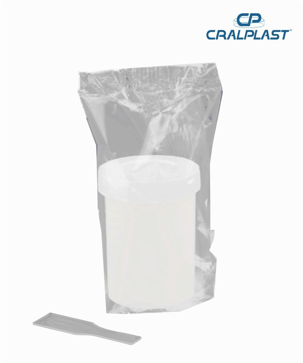 Coletor de urina 50mL  com pá  individual opaco tampa branca